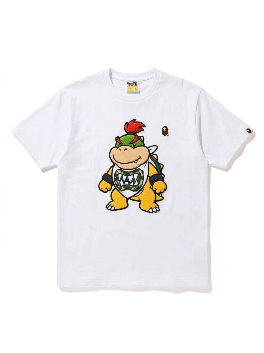 BAPE Bowser Jr. Green Bib Puff Chest Tee 1 BAPE Bowser Jr. Green Bib Puff Chest Tee
