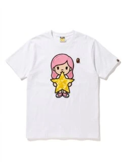BAPE Lala Yellow Star Puff Chest Tee
