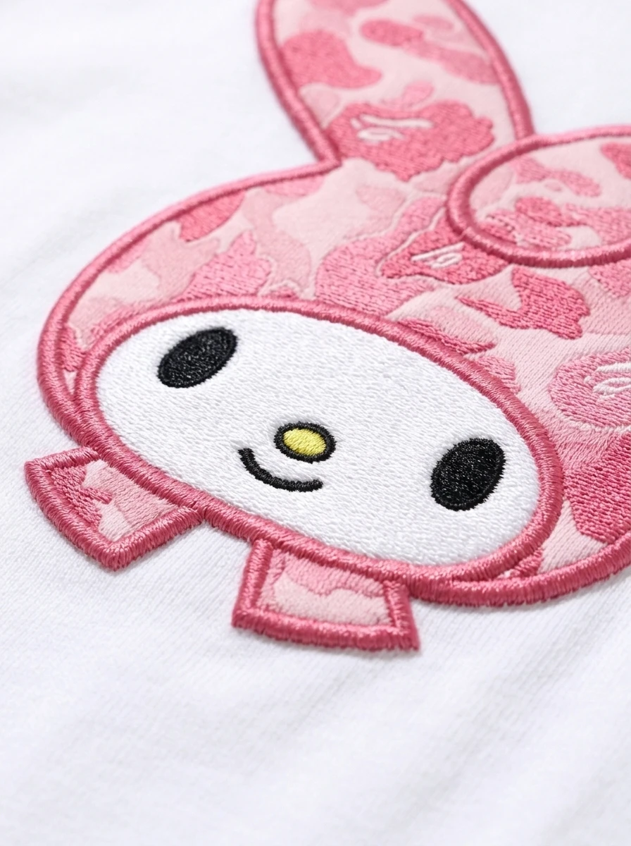 BAPE My Melody Pink Camo Hood Puff Tee 3 BAPE My Melody Pink Camo Hood Puff Tee - Image 3