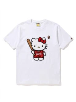BAPE Hello Kitty Bat Jersey Puff Embroidered Tee
