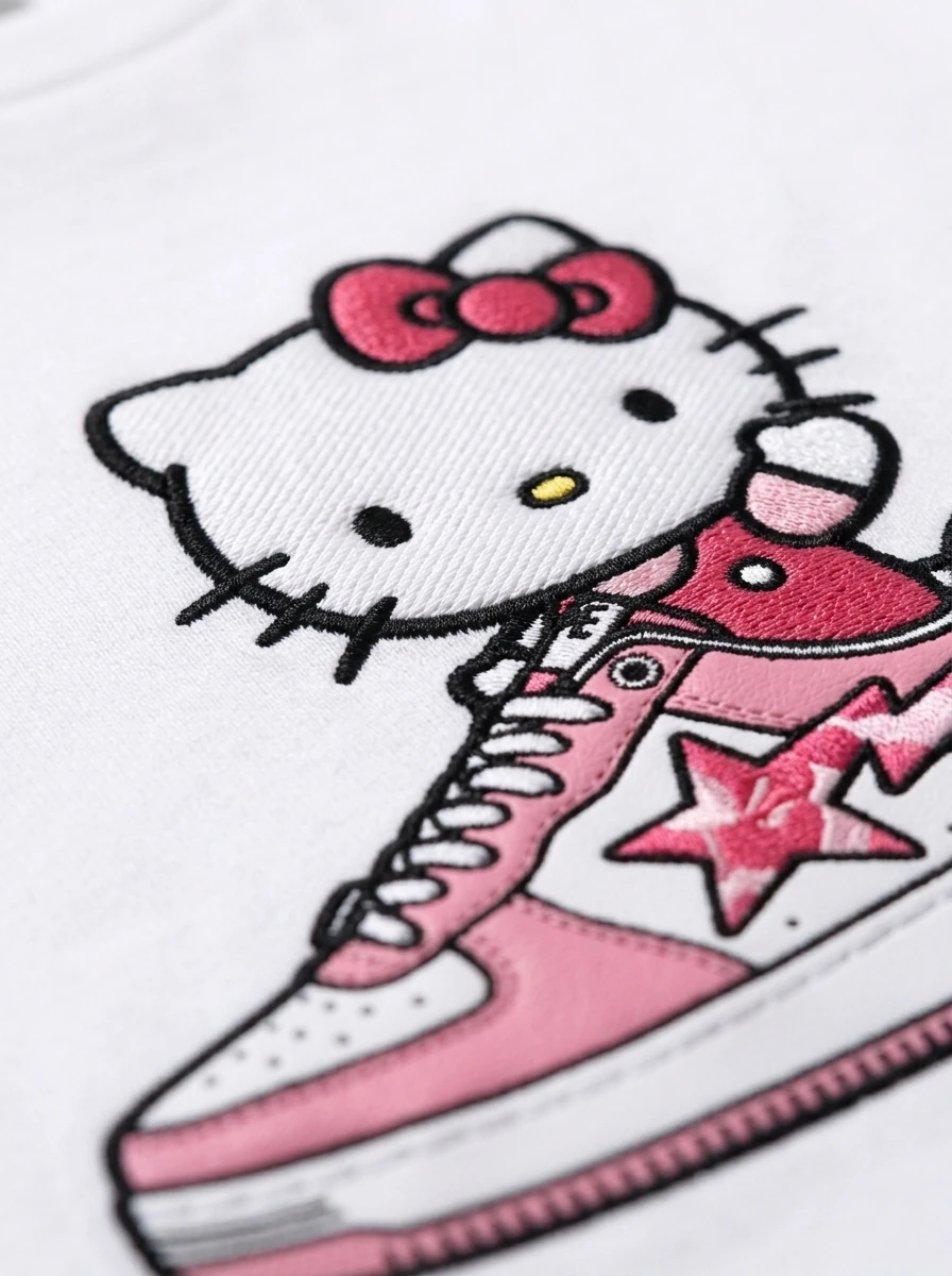 BAPE Hello Kitty Pink Sneaker Embroidered Tee 3 BAPE Hello Kitty Pink Sneaker Embroidered Tee - Image 3