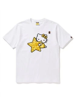 BAPE Hello Kitty Yellow Camo Star Puff Tee