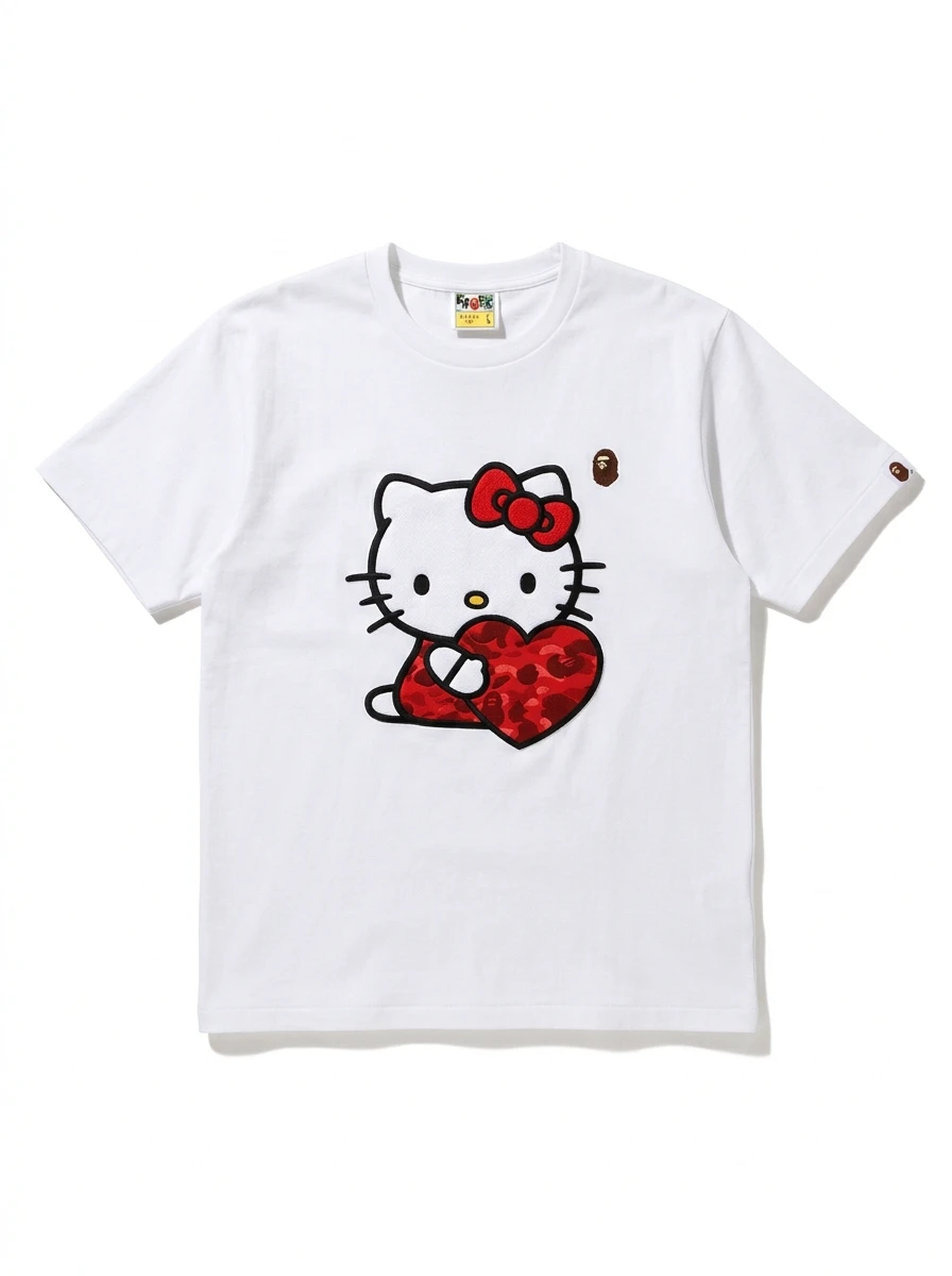 BAPE Hello Kitty Camo Heart Puff Tee 1 BAPE Hello Kitty Camo Heart Puff Tee