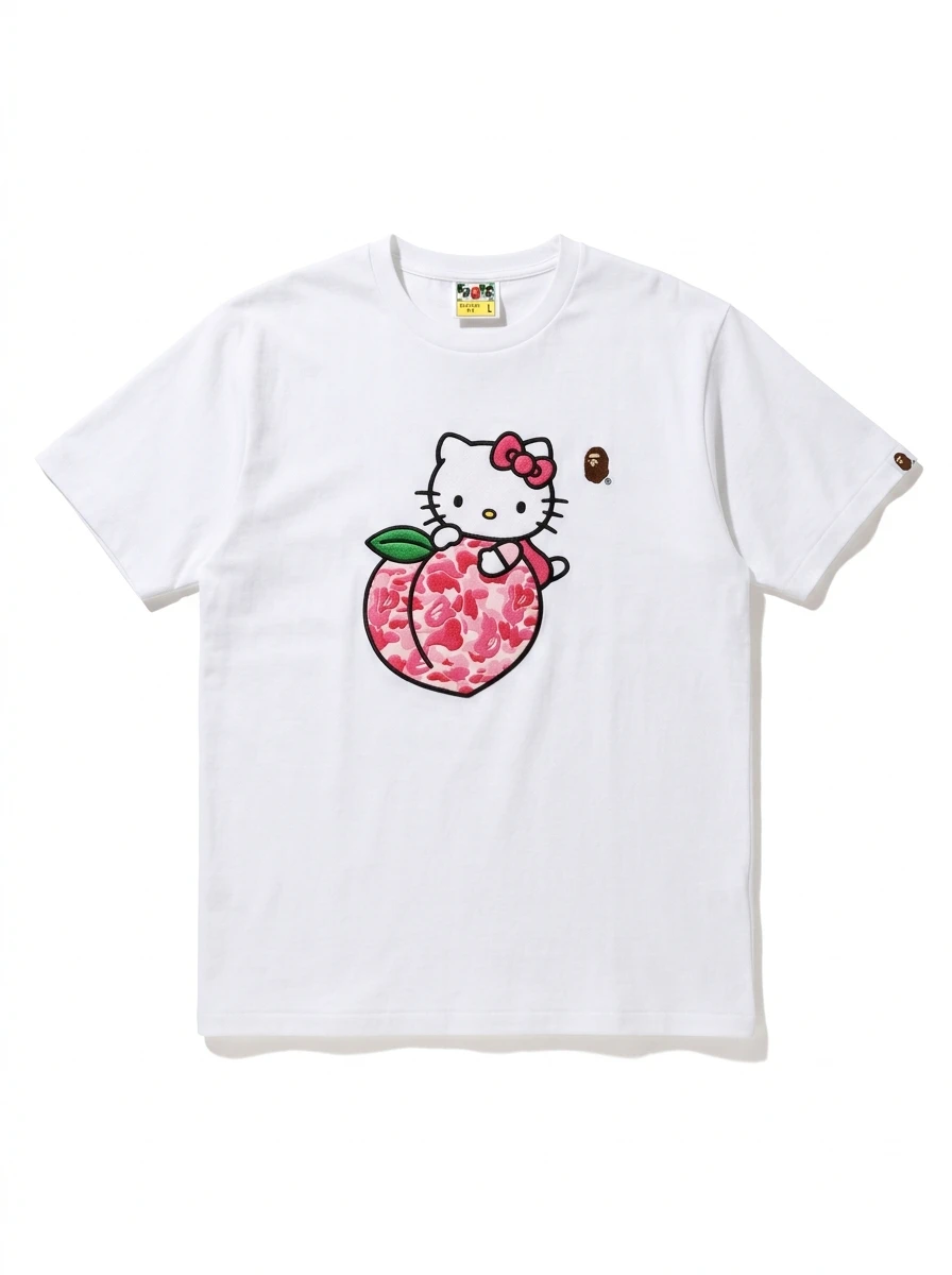 BAPE Hello Kitty Peach Camo Puff Tee 1 BAPE Hello Kitty Peach Camo Puff Tee