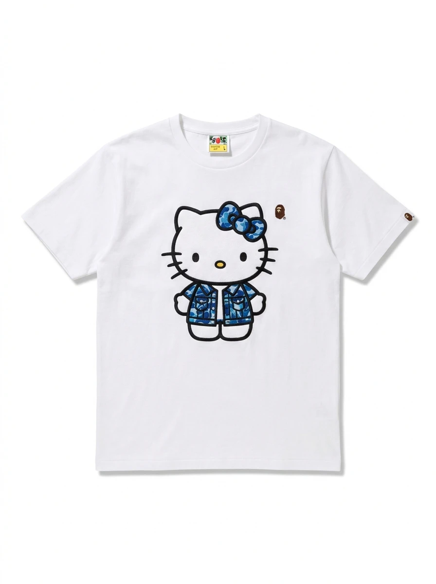 BAPE Hello Kitty Denim Jacket Puff Tee 1 BAPE Hello Kitty Denim Jacket Puff Tee