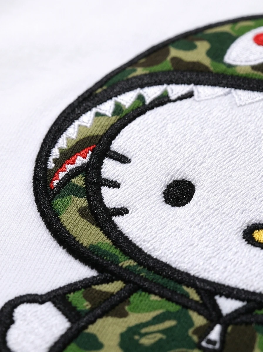 BAPE Hello Kitty Camo Shark Puff Tee 3 BAPE Hello Kitty Camo Shark Puff Tee - Image 3