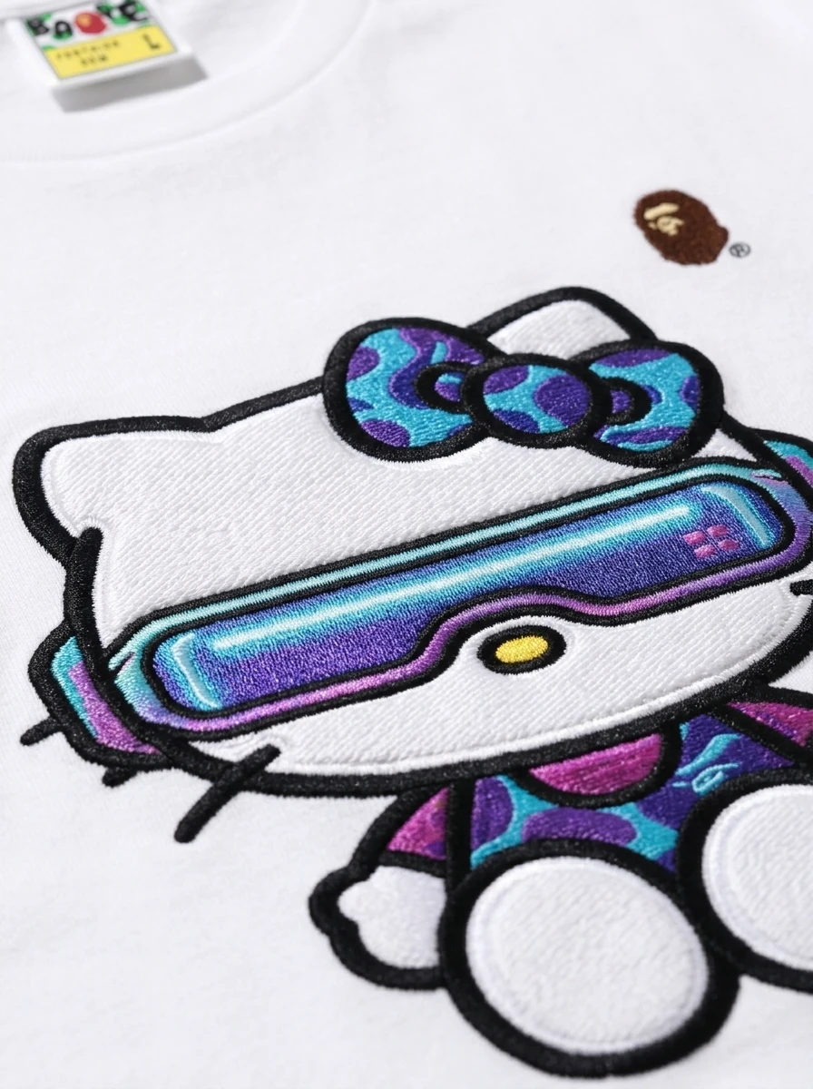 BAPE Cyber Visor Hello Kitty Embroidered Tee 3 BAPE Cyber Visor Hello Kitty Embroidered Tee - Image 3