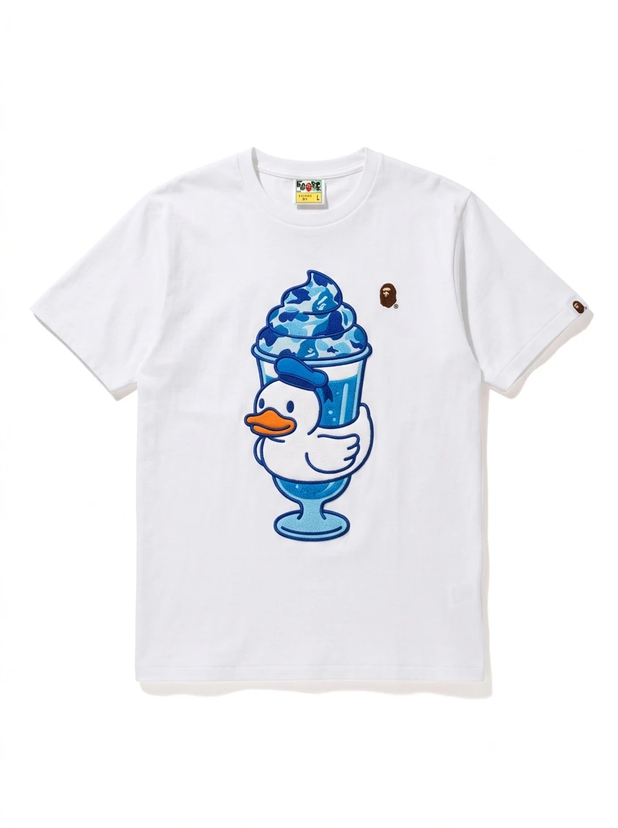 BAPE Blue Soda Float Duck Puff Embroidered Tee 1 BAPE Blue Soda Float Duck Puff Embroidered Tee