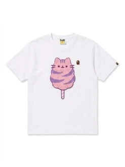 BAPE Cotton Candy Stripe Cat Loop-Stitch Tee