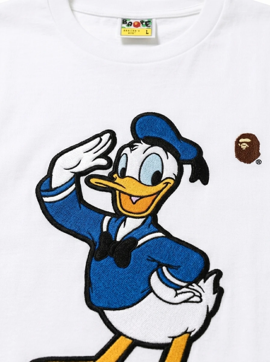 BAPE Saluting Sailor Duck Embroidered Crew Tee 3 BAPE Saluting Sailor Duck Embroidered Crew Tee - Image 3