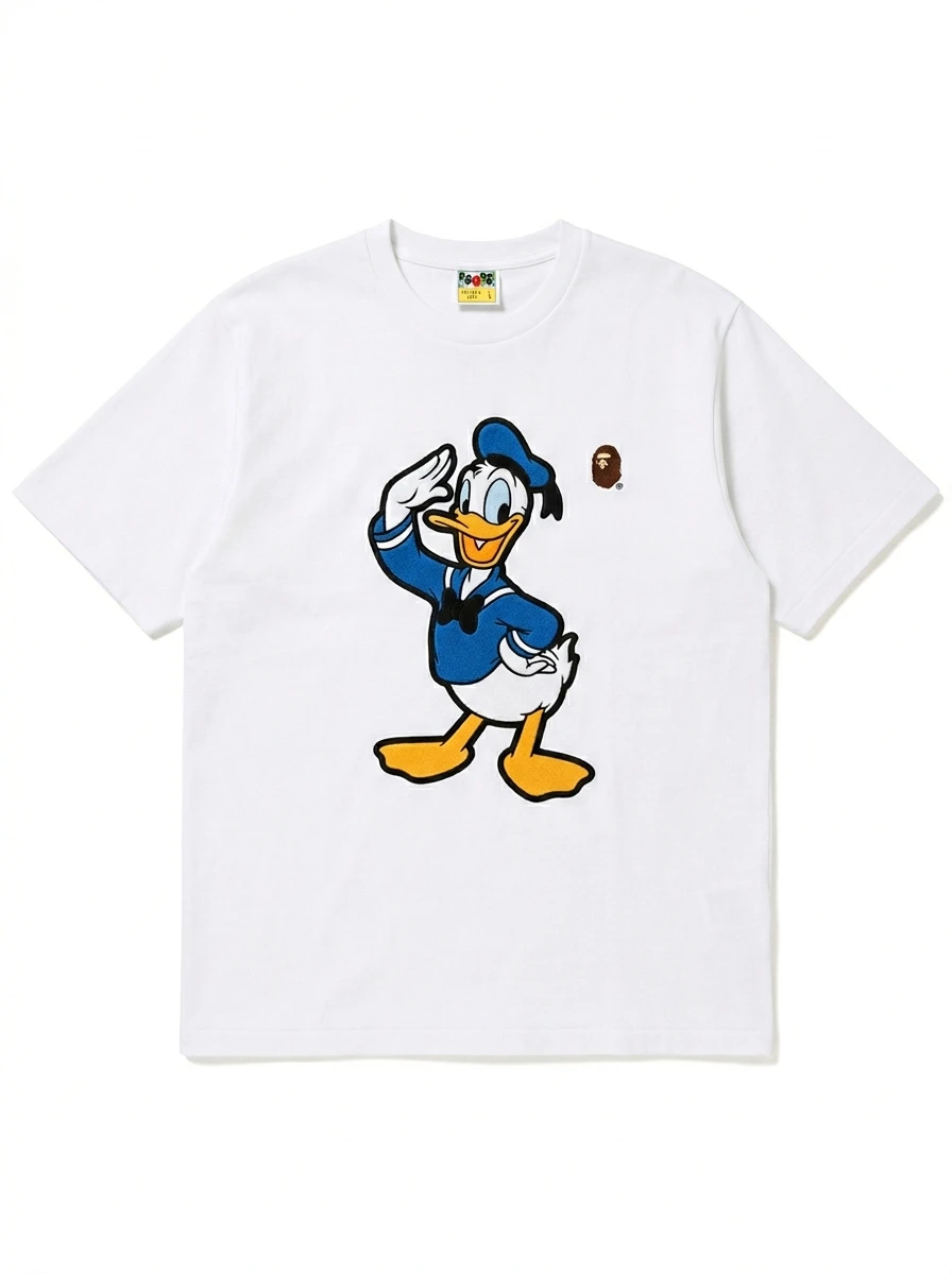 BAPE Saluting Sailor Duck Embroidered Crew Tee 1 BAPE Saluting Sailor Duck Embroidered Crew Tee