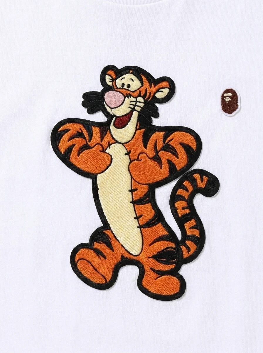 BAPE Bouncing Tiger Puff Chest Embroidered Tee 3 BAPE Bouncing Tiger Puff Chest Embroidered Tee - Image 3