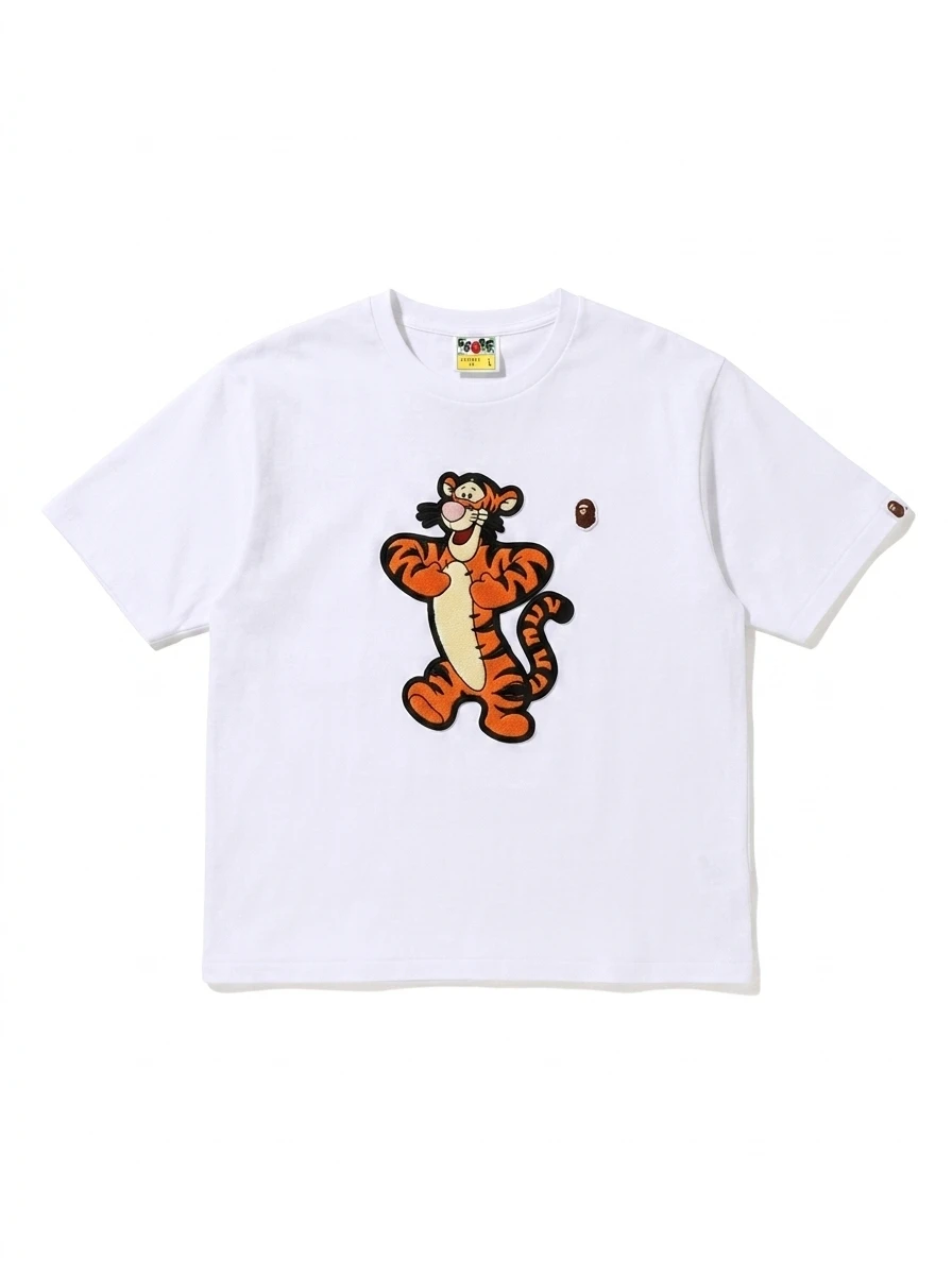 BAPE Bouncing Tiger Puff Chest Embroidered Tee 1 BAPE Bouncing Tiger Puff Chest Embroidered Tee