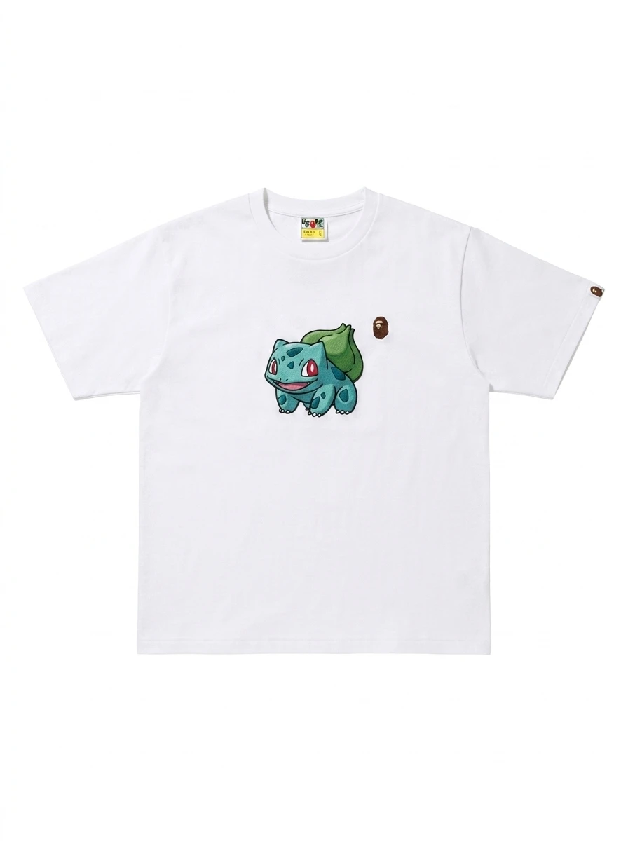 BAPE Bulbasaur Puff Chest Embroidered Tee 1 BAPE Bulbasaur Puff Chest Embroidered Tee