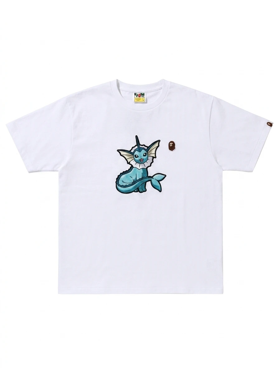BAPE Vaporeon Black-Outline Puff Chest Tee 1 BAPE Vaporeon Black-Outline Puff Chest Tee