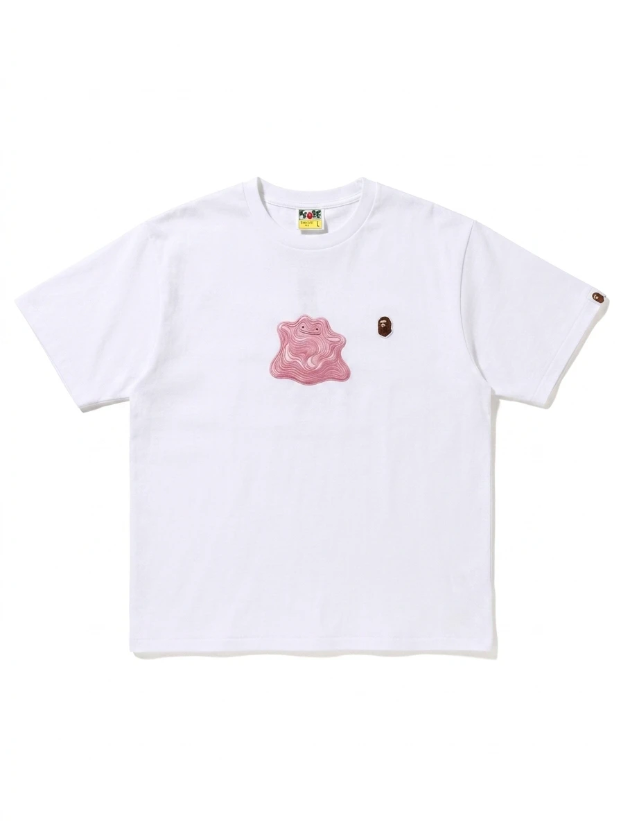 BAPE Ditto Pink Fluid Satin Chest Tee 1 BAPE Ditto Pink Fluid Satin Chest Tee