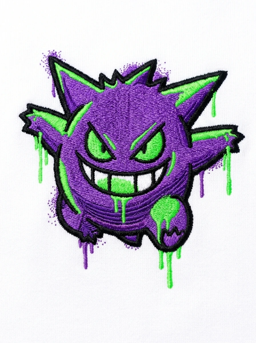 BAPE Gengar Neon Graffiti Puff Embroidered Tee 3 BAPE Gengar Neon Graffiti Puff Embroidered Tee - Image 3
