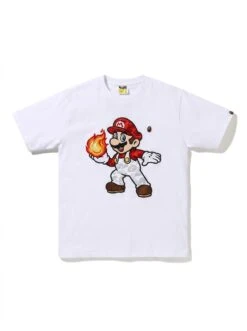 BAPE Fire Mario Camo Puff Embroidered Tee